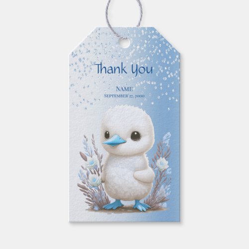 White Duck Blue Floral Gift Tag