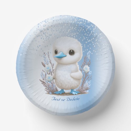 White Duck Blue Floral Paper Bowl