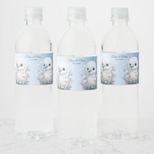 White Duck Blue Floral Water Bottle Label