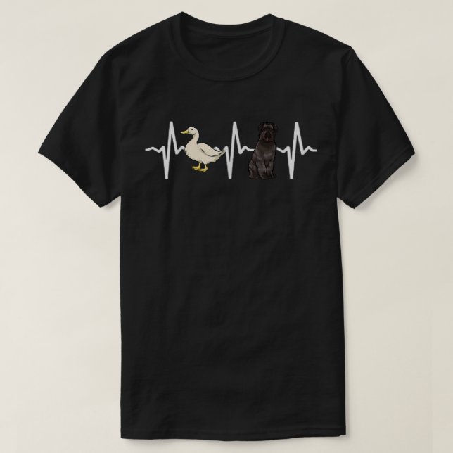 White Duck Bouvier des Flandres Heartbeat Dog Love T-Shirt (Design Front)
