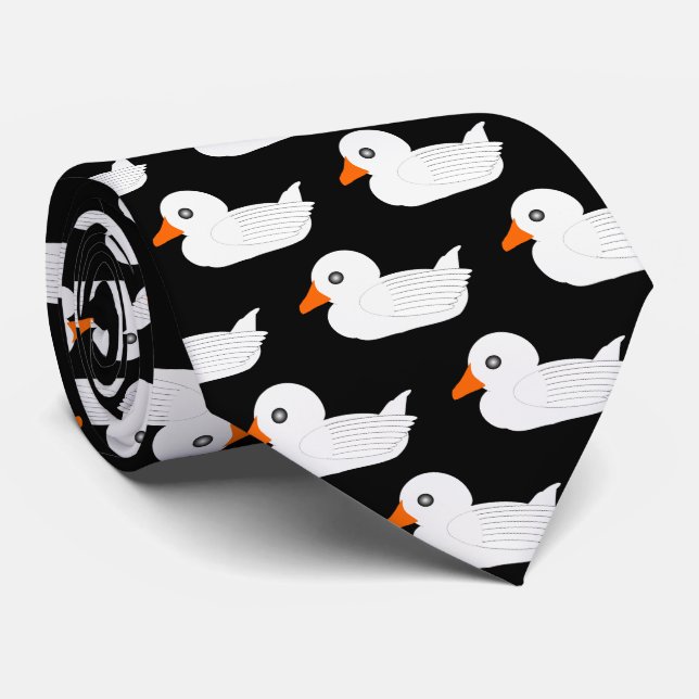 White Duck Design Neck Tie (Rolled)