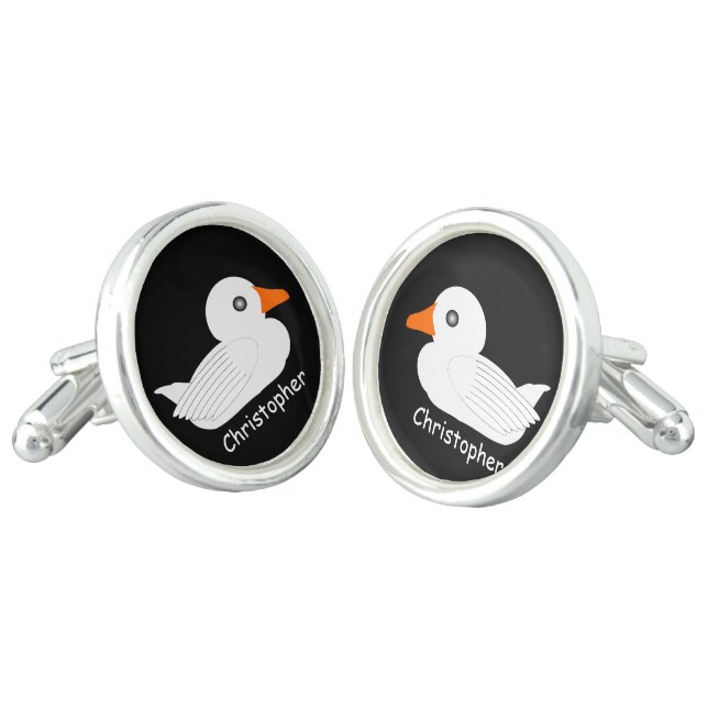 White Duck Design Personalised Cufflinks (Angled)