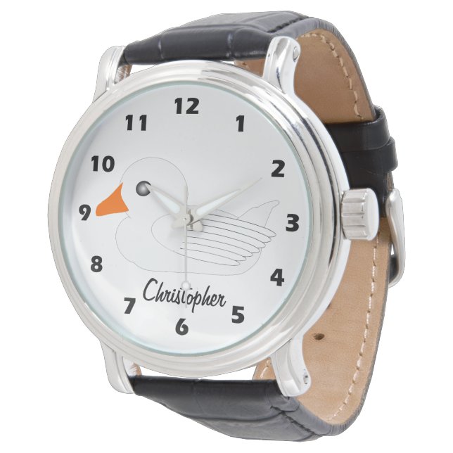 White Duck Design Personalised Watch (Angled)