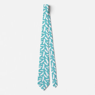 White Duck Feathers Teal Patterned Neck Tie