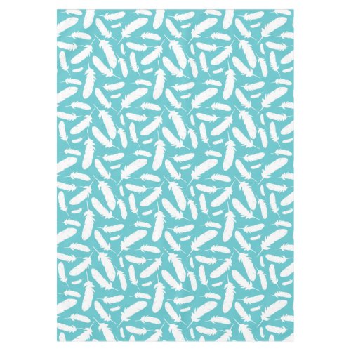White Duck Feathers Teal Patterned Tablecloth