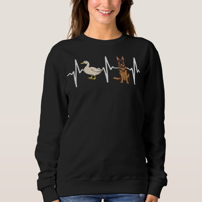 White Duck German Shepherd Heartbeat Dog Sweatshirt (Front)