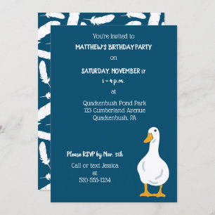 White Duck Navy Blue Birthday Party Invitation