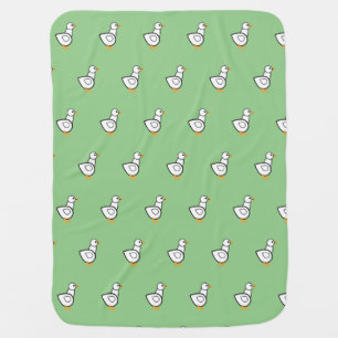 White Duck Pattern Baby Blanket