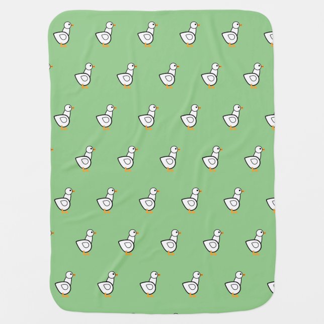 White Duck Pattern Baby Blanket (Front)