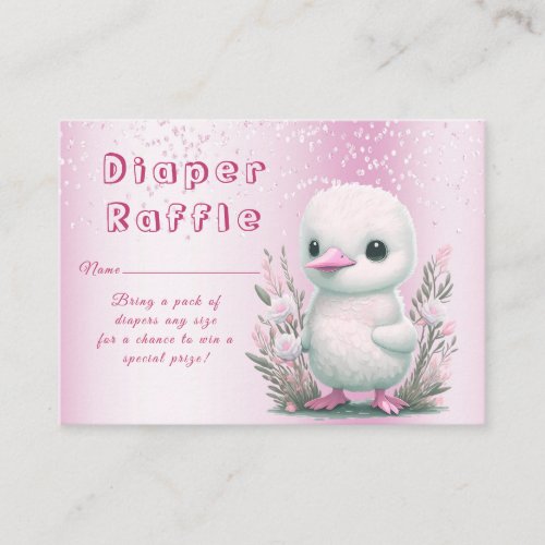 White Duck Pink Floral Baby Shower Enclosure Card