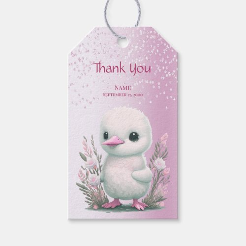 White Duck Pink Floral Gift Tag