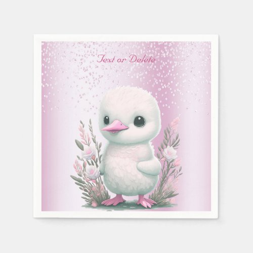 White Duck Pink Floral Napkins