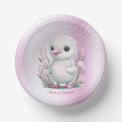 White Duck Pink Floral Paper Bowl