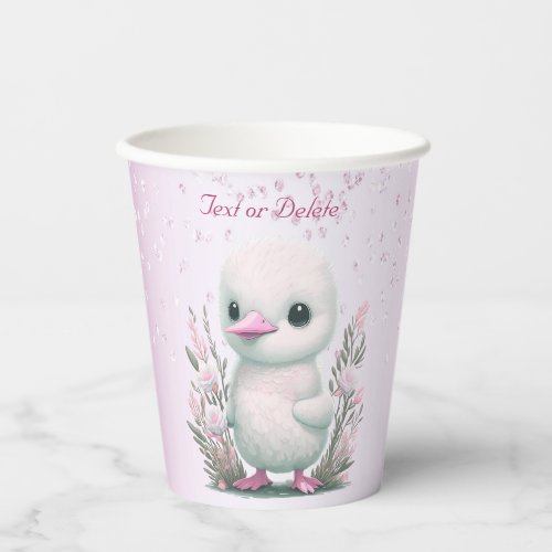 White Duck Pink Floral Paper Cups