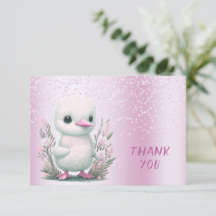 White Duck Pink Floral Thank You Card