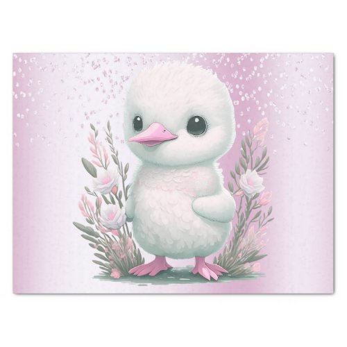 White Duck Pink Floral Tissue Paper