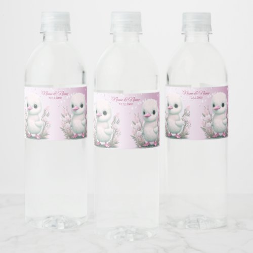 White Duck Pink Floral Water Label Set