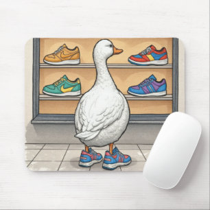 White Duck Shopping For Sneakers Mouse Pad