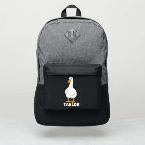 White Duck with Orange Feet Personalized Port Authority Backpack