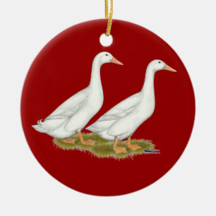 White Ducks Ceramic Ornament