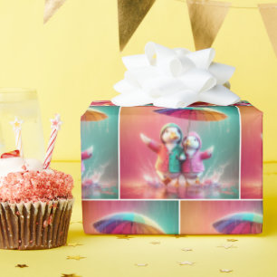 White Ducks Walking In The Rain Wrapping Paper