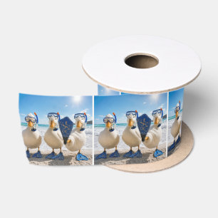 White Ducks with Snorkeling Gear Satin Ribbon