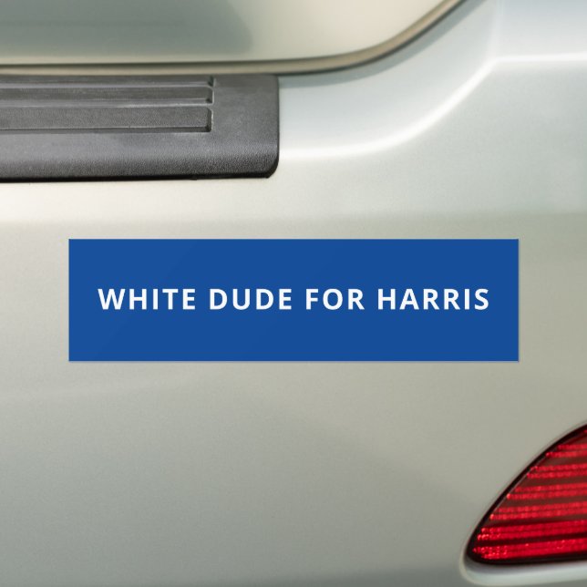 White dude for Harris funny minimalist text blue Bumper Sticker (On Car)