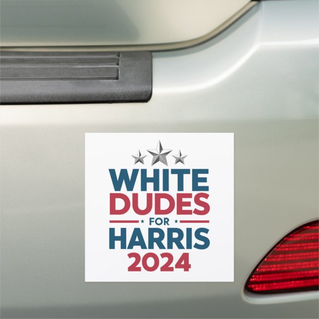 White Dudes For Harris-2024 Election Car Magnet (In Situ)