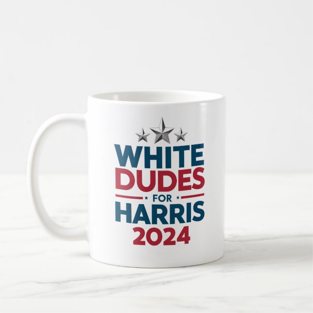 White Dudes For Harris-2024 Election Coffee Mug (Left)
