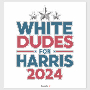 White Dudes For Harris-2024 Election Sticker