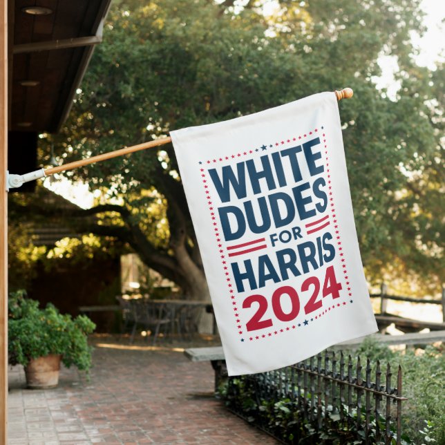 White Dudes For Harris-2024 House Flag (In SItu)