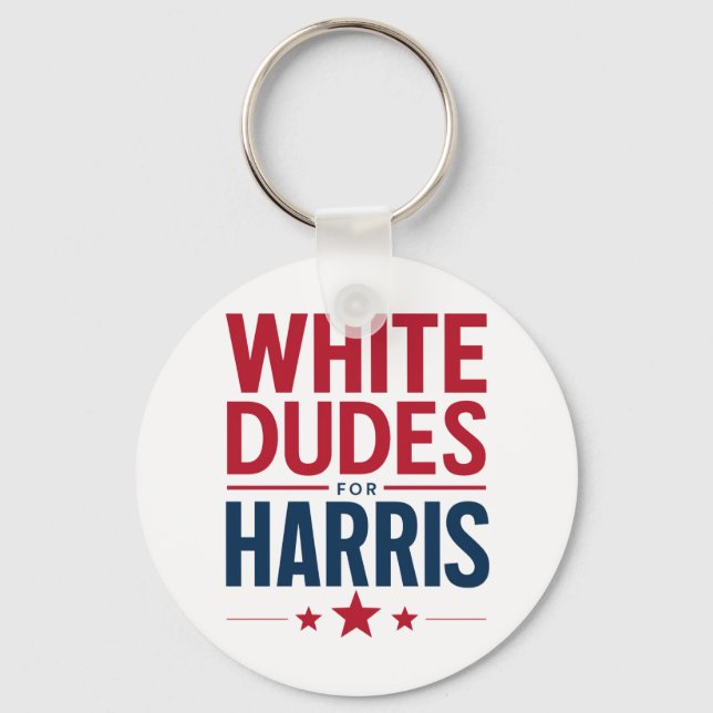 White Dudes For Harris Election Kamala Harris 2024 Keychain (Front)