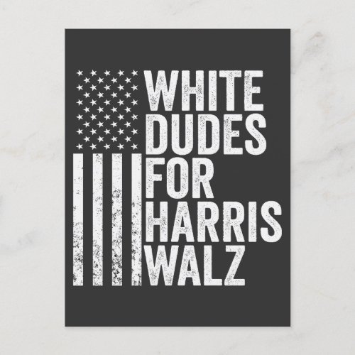 White Dudes For Harris Walz American Flag Election Announcement Postcard