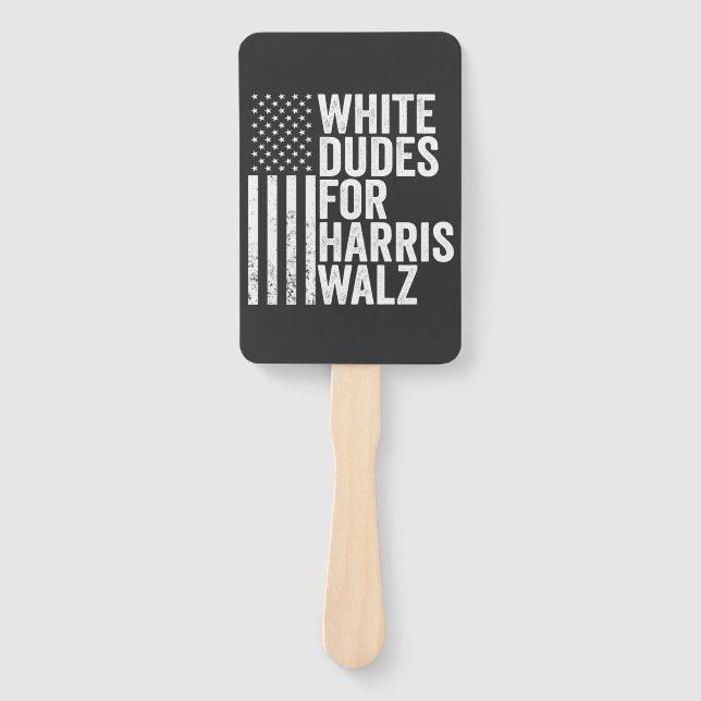 White Dudes For Harris Walz American Flag Election Hand Fan (Front)