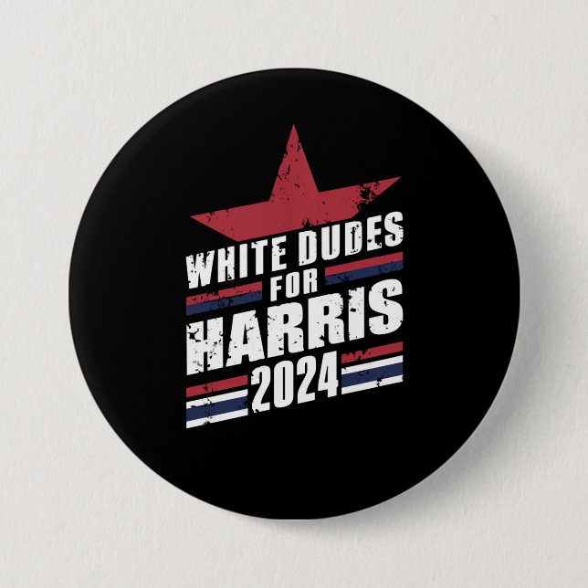 White Dudes For Kamala Harris 2024 Button (Front)