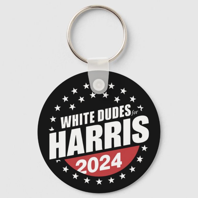 White Dudes For Kamala Harris 2024 Election Keychain (Front)