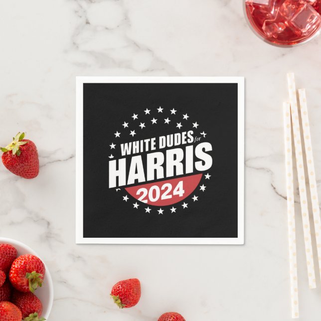 White Dudes For Kamala Harris 2024 Election Napkins (Insitu)