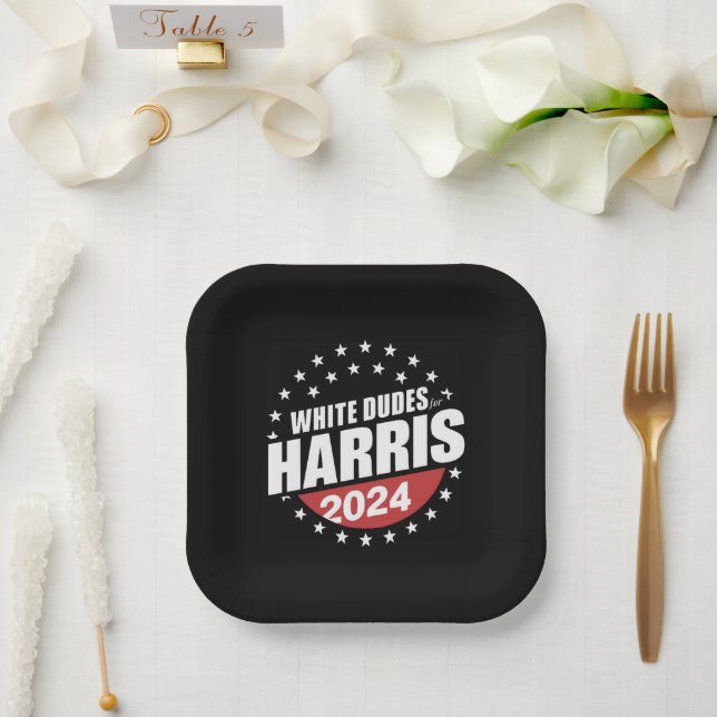 White Dudes For Kamala Harris 2024 Election Paper Plates (Wedding)