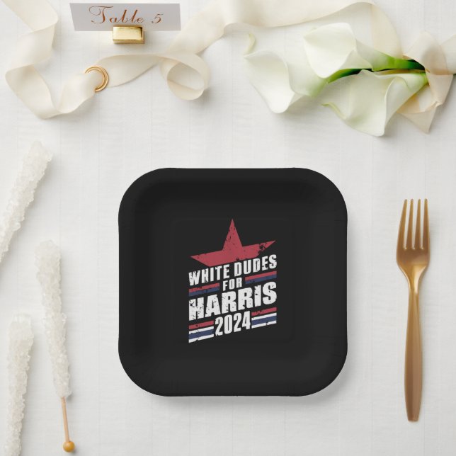 White Dudes For Kamala Harris 2024 Paper Plates (Wedding)