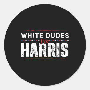 White Dudes For Kamala Harris Mens Classic Round Sticker