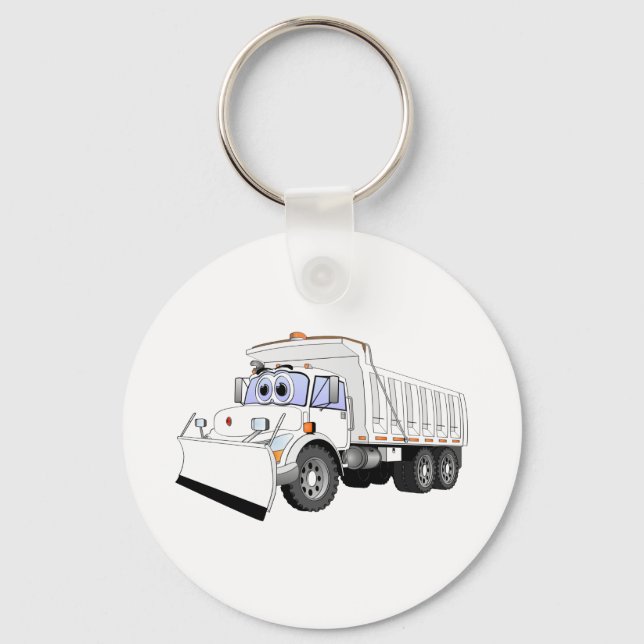 White Dump Truck Cartoon Keychain (Front)