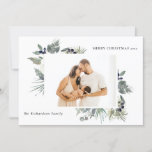 White Dusky Green Merriest Christmas Foliage Photo Holiday Card<br><div class="desc">If you need any further customisation please feel free to message me on yellowfebstudio@gmail.com.</div>