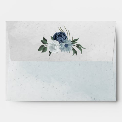 white dusty blue  navy flowers greenery envelope