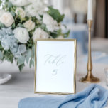 White & Dusty Blue Wedding Table Number Card<br><div class="desc">Set the tone for your elegant seaside celebration with this minimalist table number card from the Coastal Chic collection. Featuring soft dusty blue script on a clean white background, it brings effortless sophistication to your wedding tablescape. Perfect for beach weddings, coastal venues, or any event with a refined, airy aesthetic....</div>