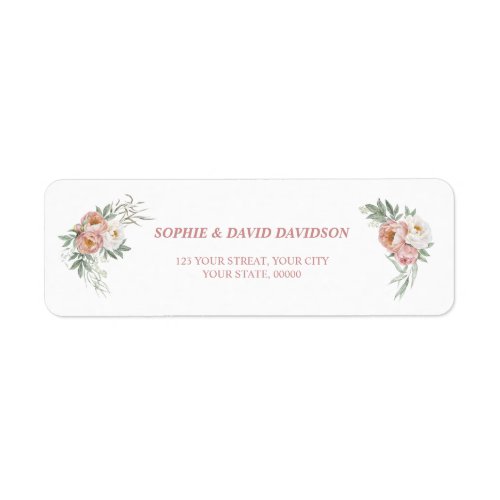 White Dusty Rose Floral Gold Greenery Wedding  Label