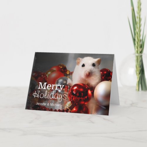 White dwarf hamster Pompon Holiday Card