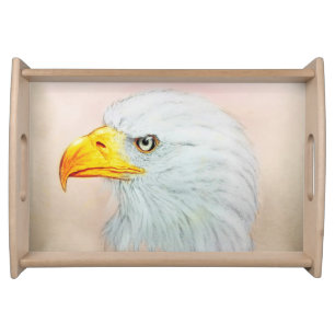 White Eagle Serving Tray, Bird Realistic Sketch Tray