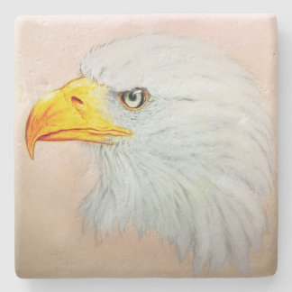 White Eagle Stone Coaster, Realistic Bird Sketch Stone Coaster