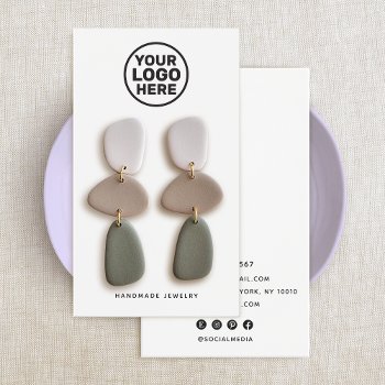 White Earring  Add Logo Display Holder by sm_business_cards at Zazzle