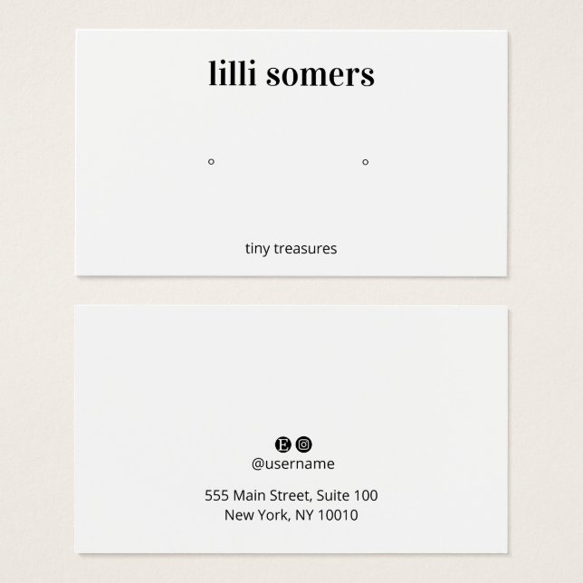  White Earring Display Card (Front & Back)